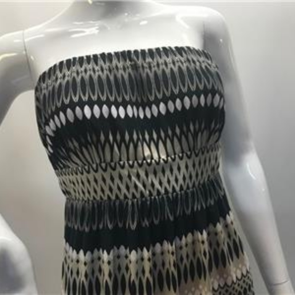 Soma Maxi Dress Bandeau Style Black/Taupe/White M